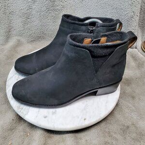 Vionic Shoes Womens 8 Joslyn Black Nubuck Leather Ankle Boots Weather Resistant